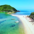 1257895879
Aerial view of tropical island of koh pha ngan in Thailand on sunny day - stock photo