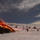CATANIA, ITALY - FEBRUARY 14: A view of Mount Etna seen from Adrano, Catania, which is producing a new eruption on 14 February 2025. A lava flow emerged from a fissure at about 3,000 metres on the southern rim of the Bocca Nuova crater. It descended along the southwest flank of the volcano, reaching an altitude of about 1,950 metres above sea level near the Galvarina shelter. The flow came within 200 metres of the Altomontana slope, where a large crowd of tourists had gathered to witness the spectacular event. (Photo by Salvatore Allegra/Anadolu via Getty Images)
2198815310
linguaglossa, mount etna, southeast crater, summit craters, adrano, strombolian explosions, february 2025, etna volcano eruption, fracture, volcanic hazards, italy volcano, lava flow, etna eruption 2025, bocca nuova crater, etna lava flow, etna, seismic activity, volcano eruption, eruption, seismic swarm, ash emissions, etna volcano
Anadolu/Getty Images