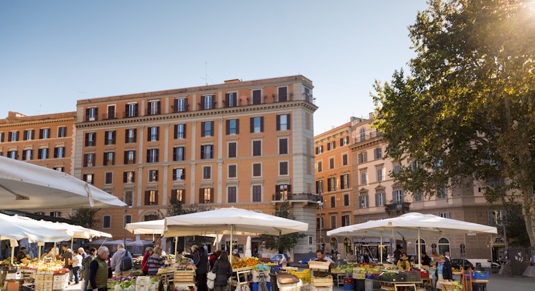 Piazza San Cosimato Market, Trastevere neighborhood , Rome, Italy