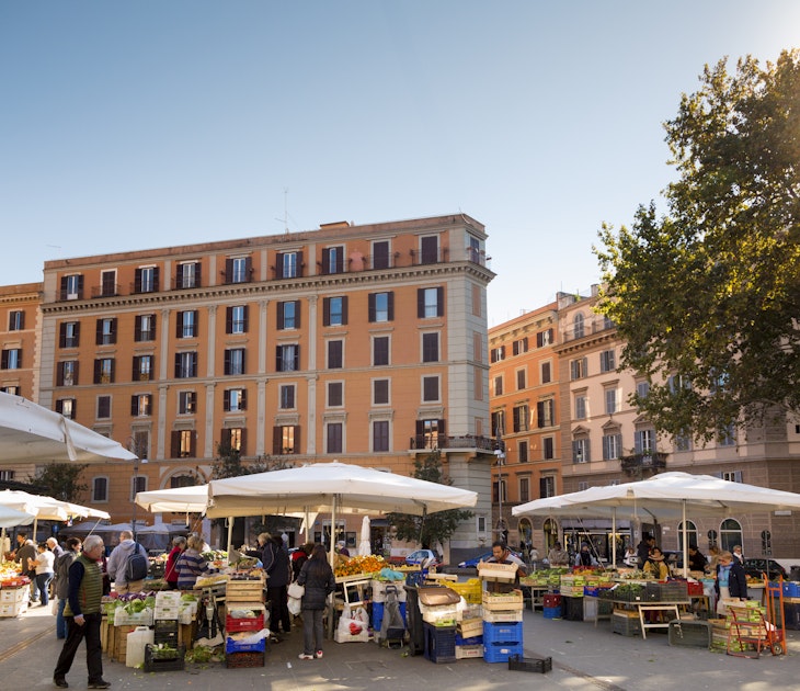 Piazza San Cosimato Market, Trastevere neighborhood , Rome, Italy