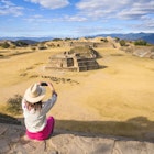 Woman photographing Monte Alban archaeological site, Oaxaca, Mexico
1205803809