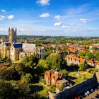 Aerial view of Canterbuty, cathedral city in southeast England, was a pilgrimage site in the Middle Age, England, UK, License Type: media, Download Time: 2025-04-08T14:26:10.000Z, User: tasminwaby56, Editorial: false, purchase_order: 65050 - Digital Destinations and Articles, job: Online Editorial, client: Canterbury TTD, other: Tasmin Waby