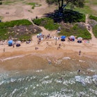 Aerial view of Kamaole III beach, Kihei, Hawaii. 